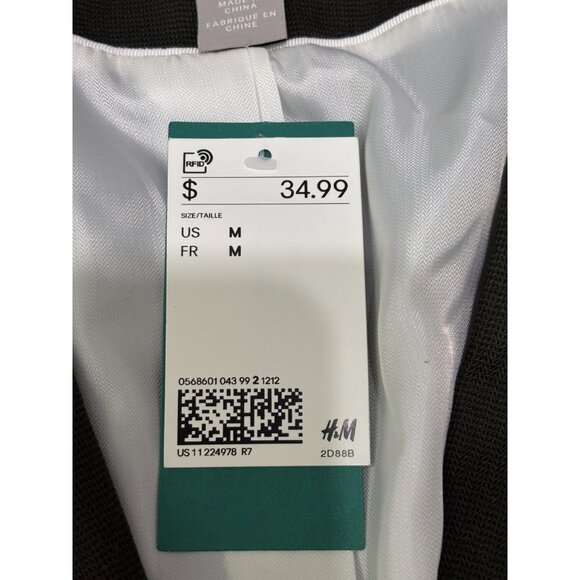H&M Womens Blazer Jacket Size Medium Green Stretch Rayon 1 Button Career NWT $35 - Picture 4 of 7